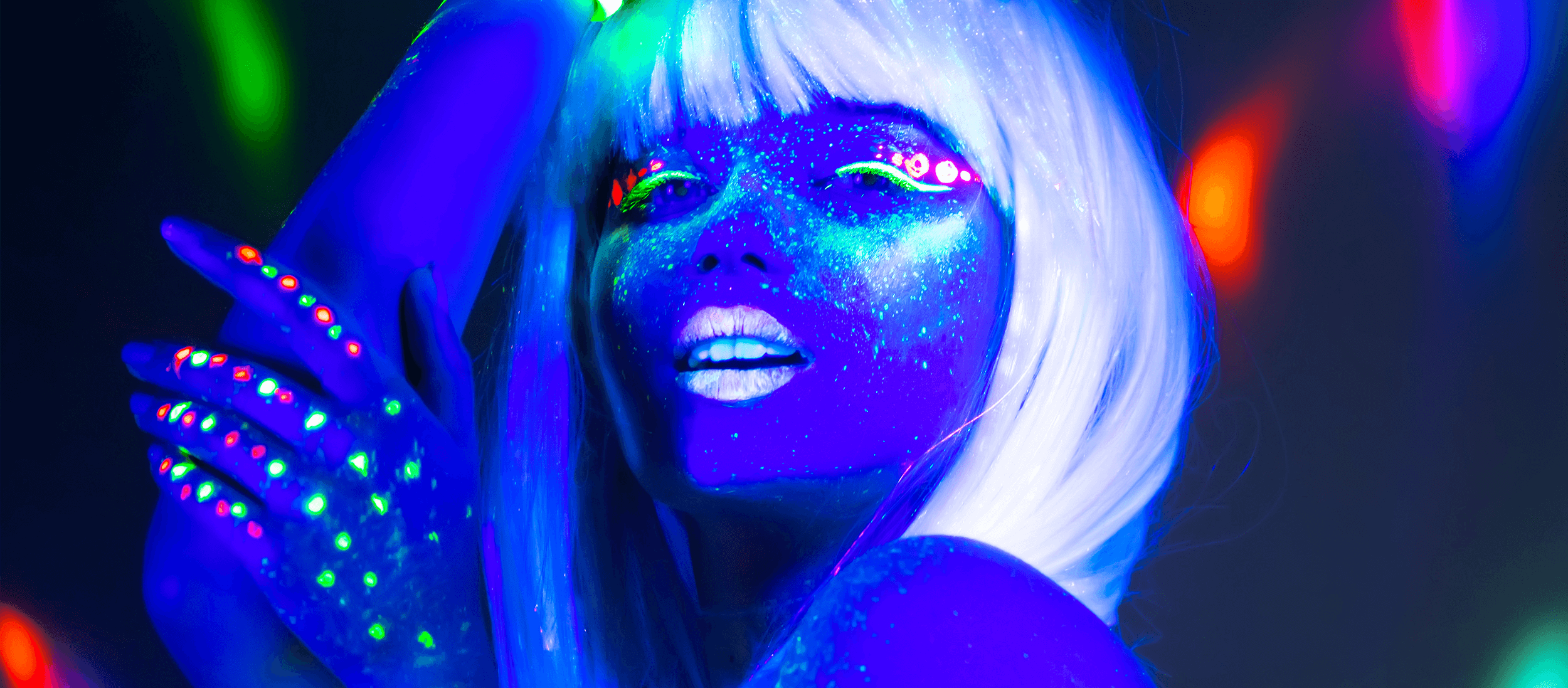 Neon UV Glow Blacklight Makeup Moon Fun Makeup