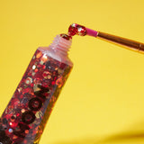 Mystic Chunky Face & Body Glitter Gel. Cosmetically certified, FDA & Health Canada compliant, cruelty free and vegan.