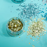 BIO Chunky Face & Body Glitter. Cosmetically certified, FDA & Health Canada compliant, cruelty free and vegan.
