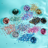Holographic Face & Body Glitter Shapes. Cosmetically certified, FDA & Health Canada compliant, cruelty free and vegan.