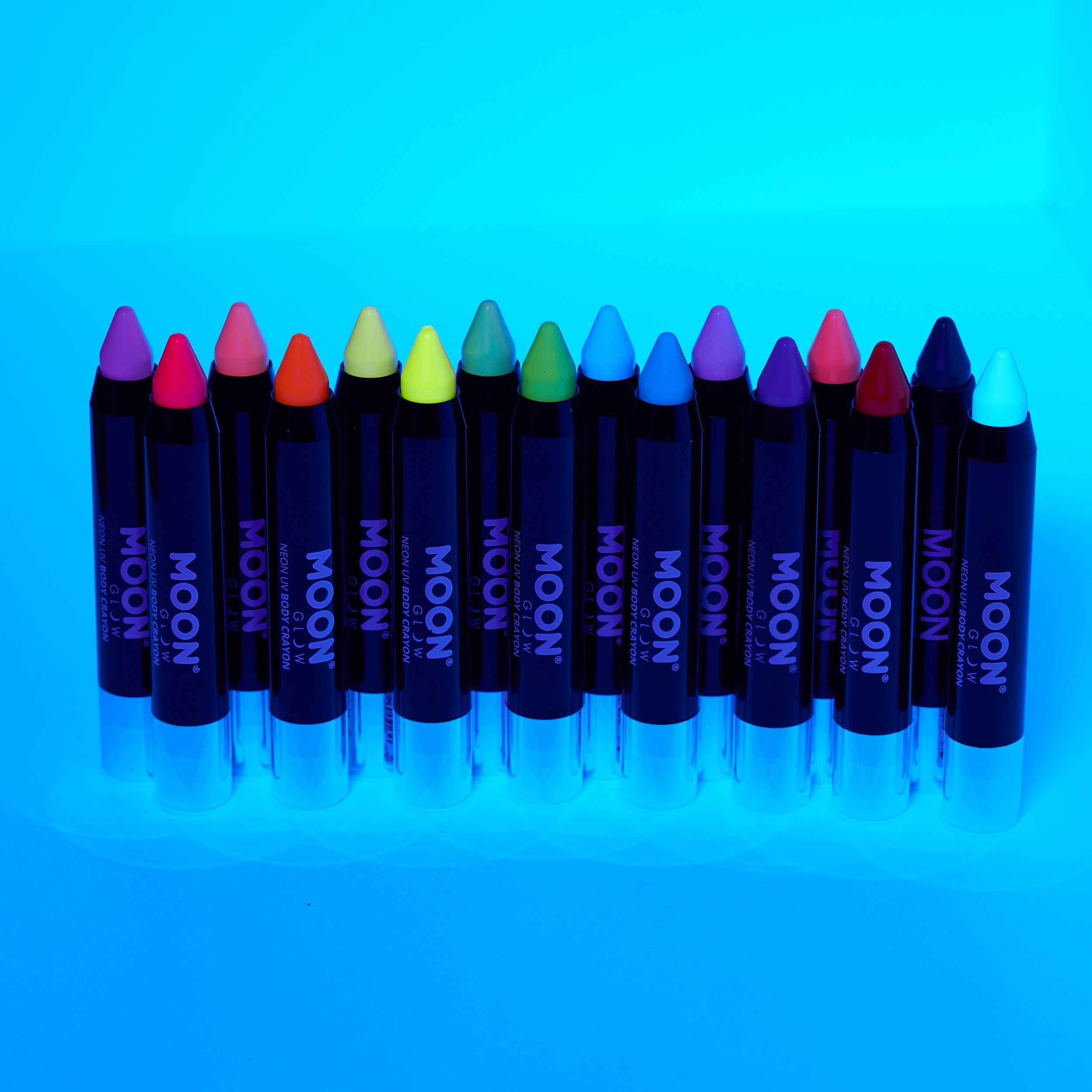 Pastel Neon UV Glow Blacklight Face & Body Crayon, 3.5g. Cosmetically certified, FDA & Health Canada compliant and cruelty free.