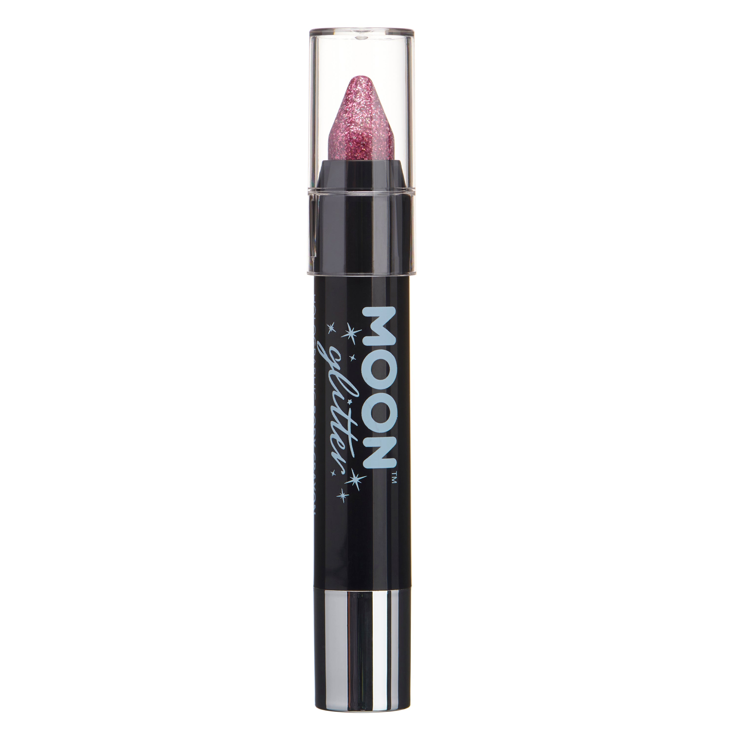 Pink - Holographic Glitter Face & Body Crayon, 3.5g. Cosmetically certified, FDA & Health Canada compliant and cruelty free.