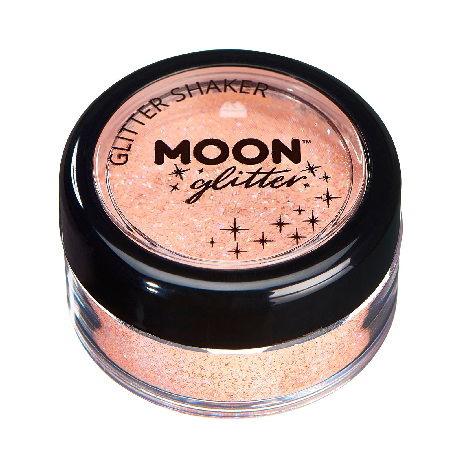 Peach - Pastel Fine Face & Body Glitter Shaker, 5g. Cosmetically certified, FDA & Health Canada compliant, cruelty free and vegan.