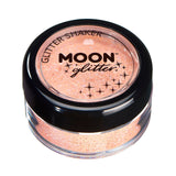 Peach - Pastel Fine Face & Body Glitter Shaker, 5g. Cosmetically certified, FDA & Health Canada compliant, cruelty free and vegan.