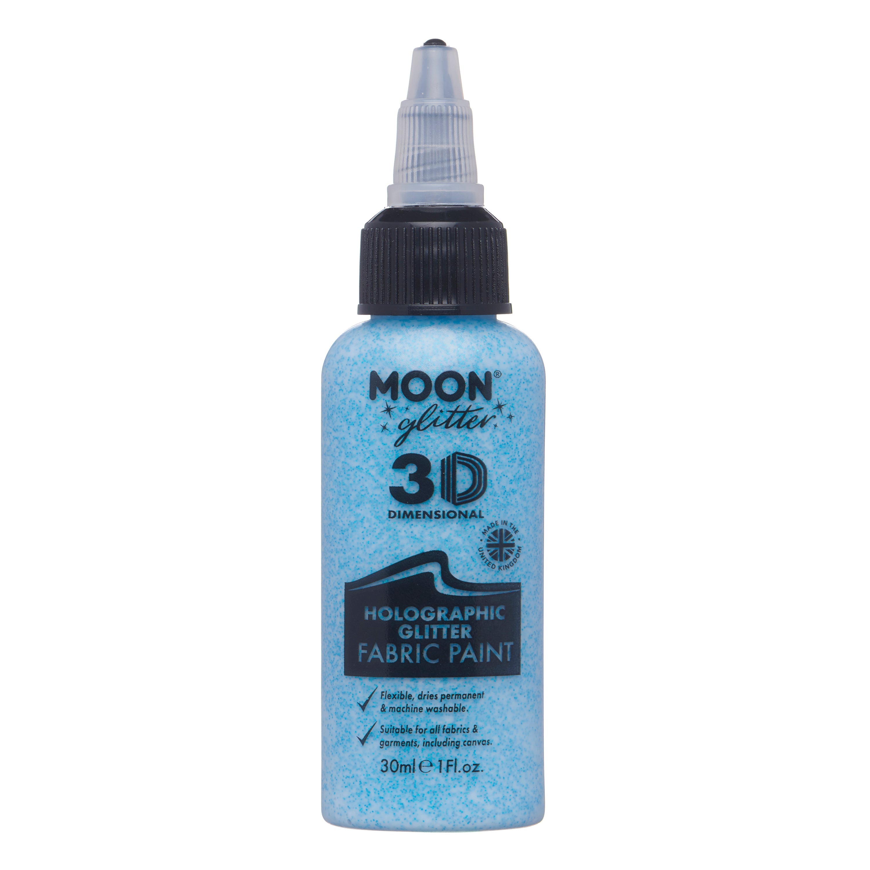 Blue - Holographic Glitter Fabric Paint, 30mL