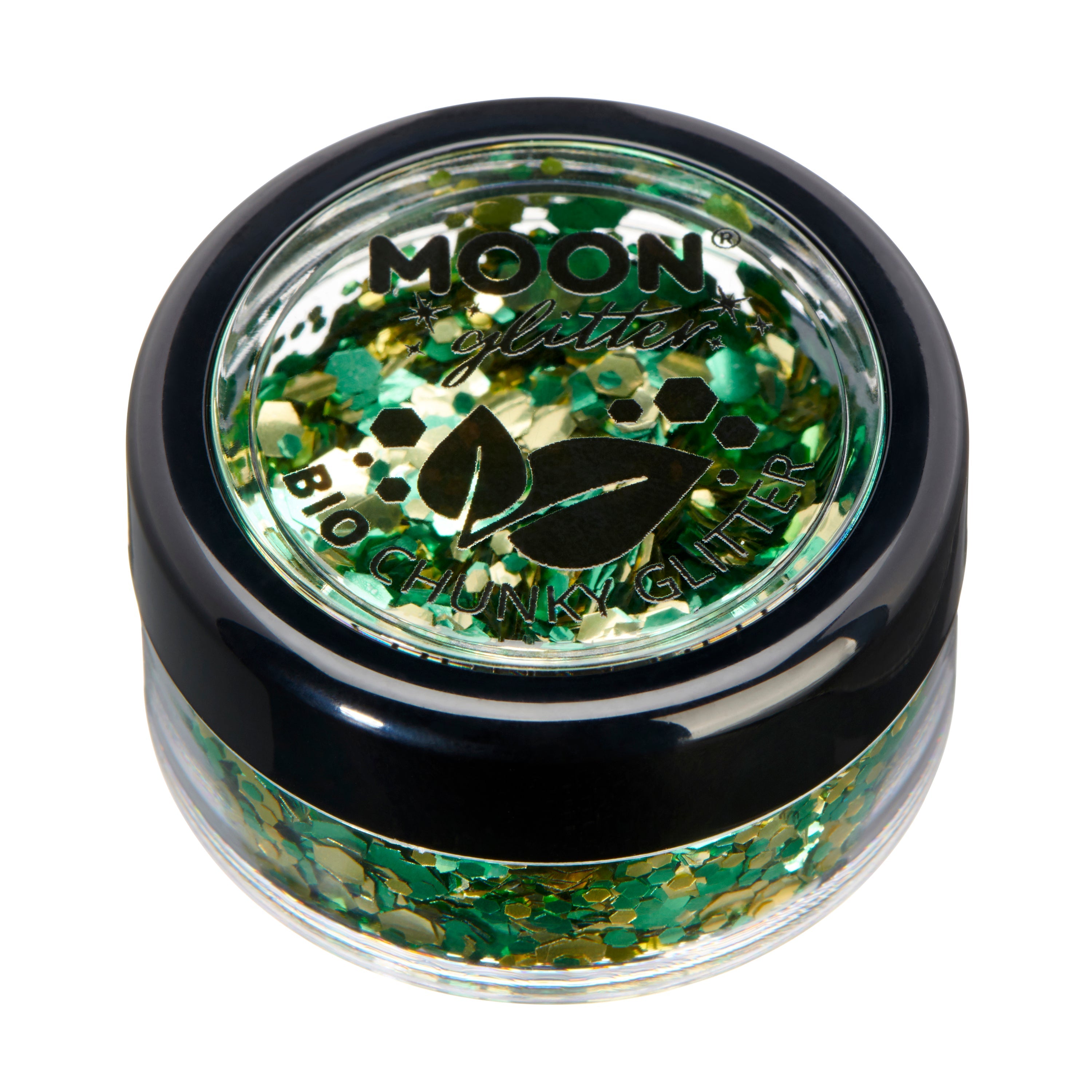 Shamrock - Mystic BIO Chunky Face & Body Glitter, 3g. Cosmetically certified, FDA & Health Canada compliant, cruelty free and vegan.