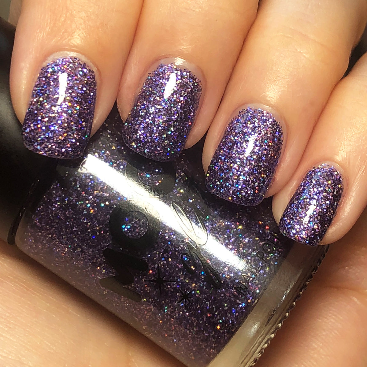 Purple - Holographic Glitter Nail Polish, 14mL. Cosmetically certified, FDA & Health Canada compliant, cruelty free and vegan.