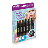 Pastel Neon UV Glow Blacklight Face & Body Crayons Boxset - 6 crayons, UV light. Cosmetically certified, FDA & Health Canada compliant and cruelty free.