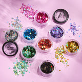 Holographic Chunky Face & Body Glitter. Cosmetically certified, FDA & Health Canada compliant, cruelty free and vegan.
