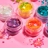 Iridescent Chunky Face & Body Glitter. Cosmetically certified, FDA & Health Canada compliant, cruelty free and vegan.