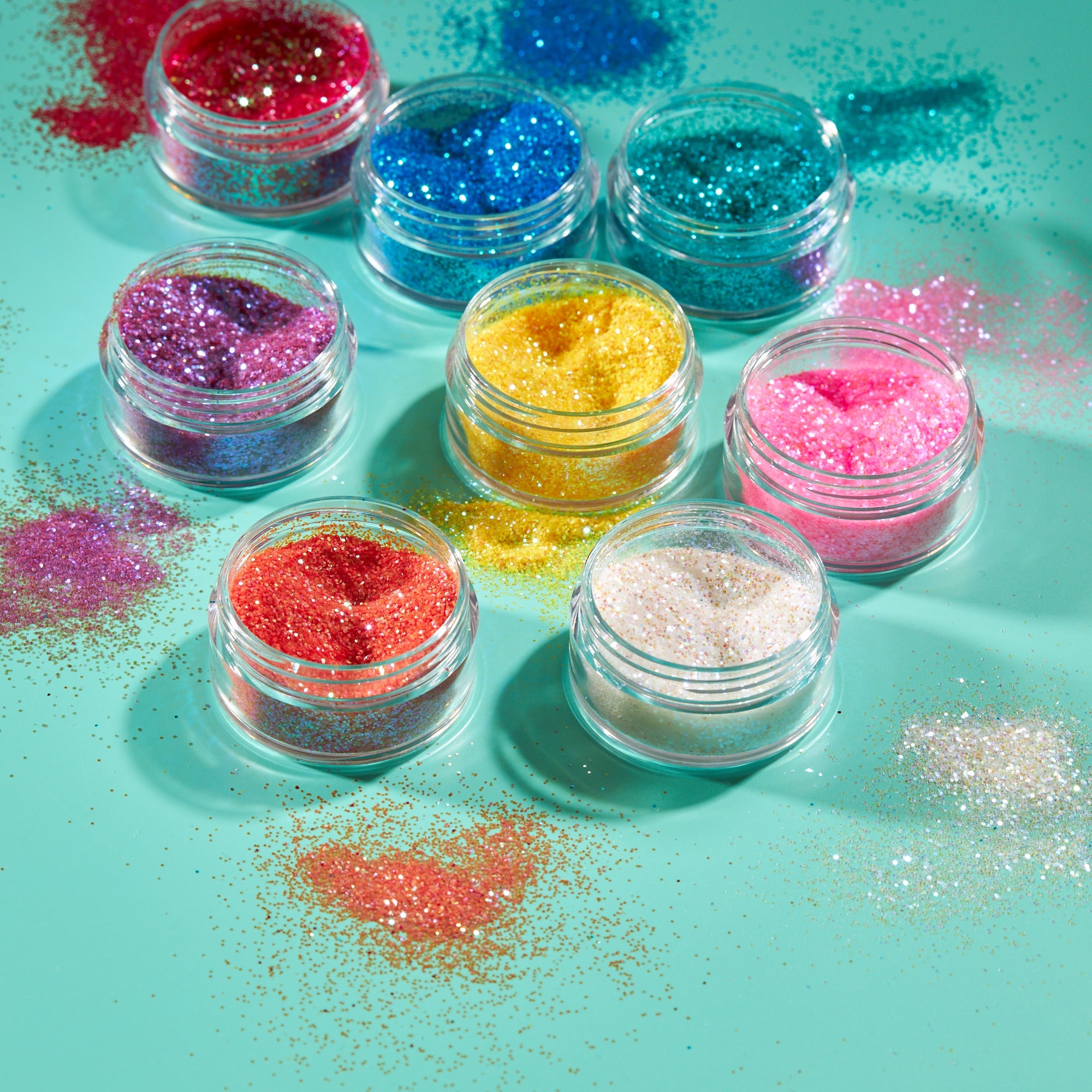 Iridescent Fine Face & Body Glitter Shaker. Cosmetically certified, FDA & Health Canada compliant, cruelty free and vegan.