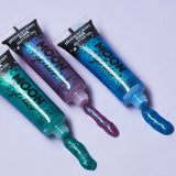 Iridescent Fine Face & Body Glitter Gel. Cosmetically certified, FDA & Health Canada compliant, cruelty free and vegan.