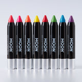 Neon UV Glow BlacklightGlitter Face & Body Crayons. Cosmetically certified, FDA & Health Canada compliant and cruelty free.