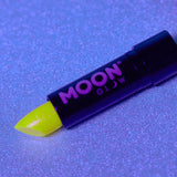 Yellow - Neon UV Glow Blacklight Glitter Lipstick, 5g. Cosmetically certified, FDA & Health Canada compliant and cruelty free.