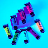 Neon UV Glow Blacklight Hair Gel. Cosmetically certified, FDA & Health Canada compliant, cruelty free and vegan.