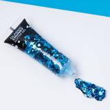 Classic Chunky Face & Body Glitter Gel. Cosmetically certified, FDA & Health Canada compliant, cruelty free and vegan.