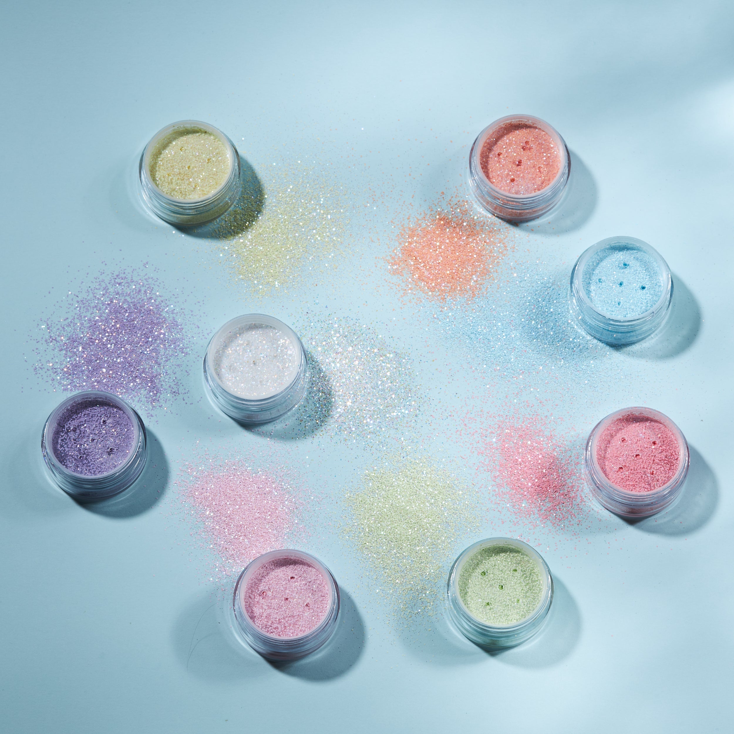 Pastel Fine Face & Body Glitter Shaker. Cosmetically certified, FDA & Health Canada compliant, cruelty free and vegan.