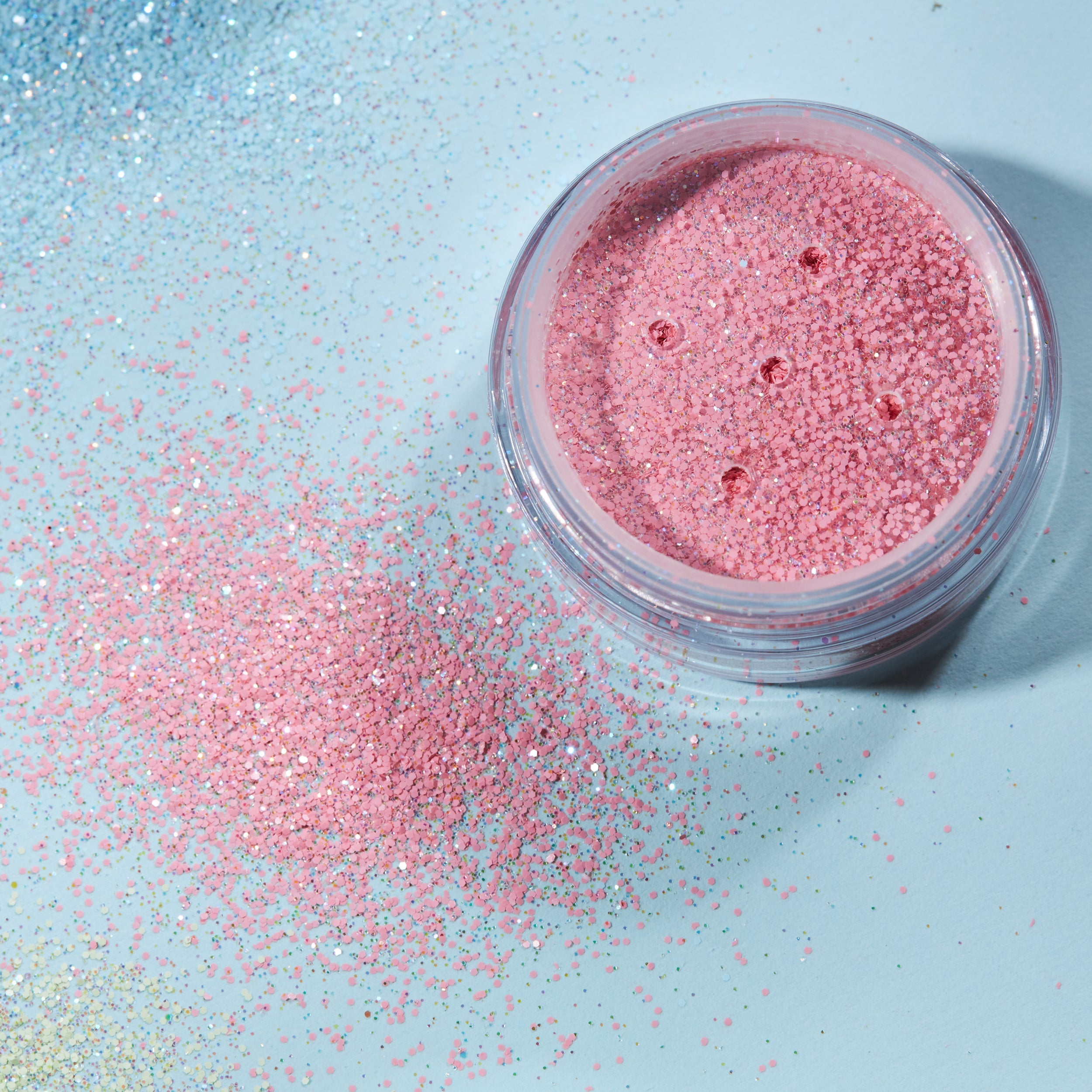 Pastel Fine Face & Body Glitter Shaker. Cosmetically certified, FDA & Health Canada compliant, cruelty free and vegan.