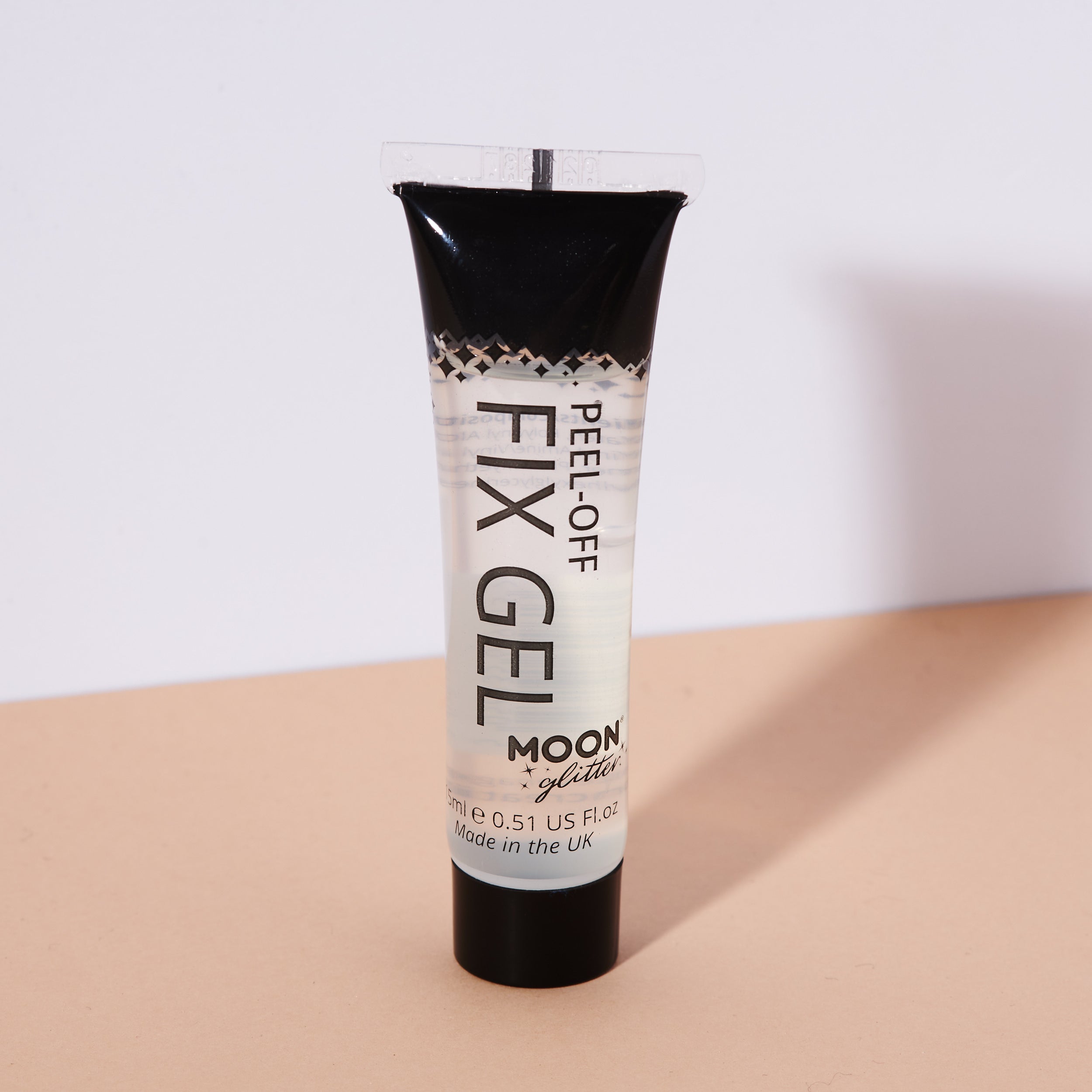 Face & Body Glitter Fix Gel, 50mL. Cosmetically certified, FDA & Health Canada compliant, cruelty free and vegan.