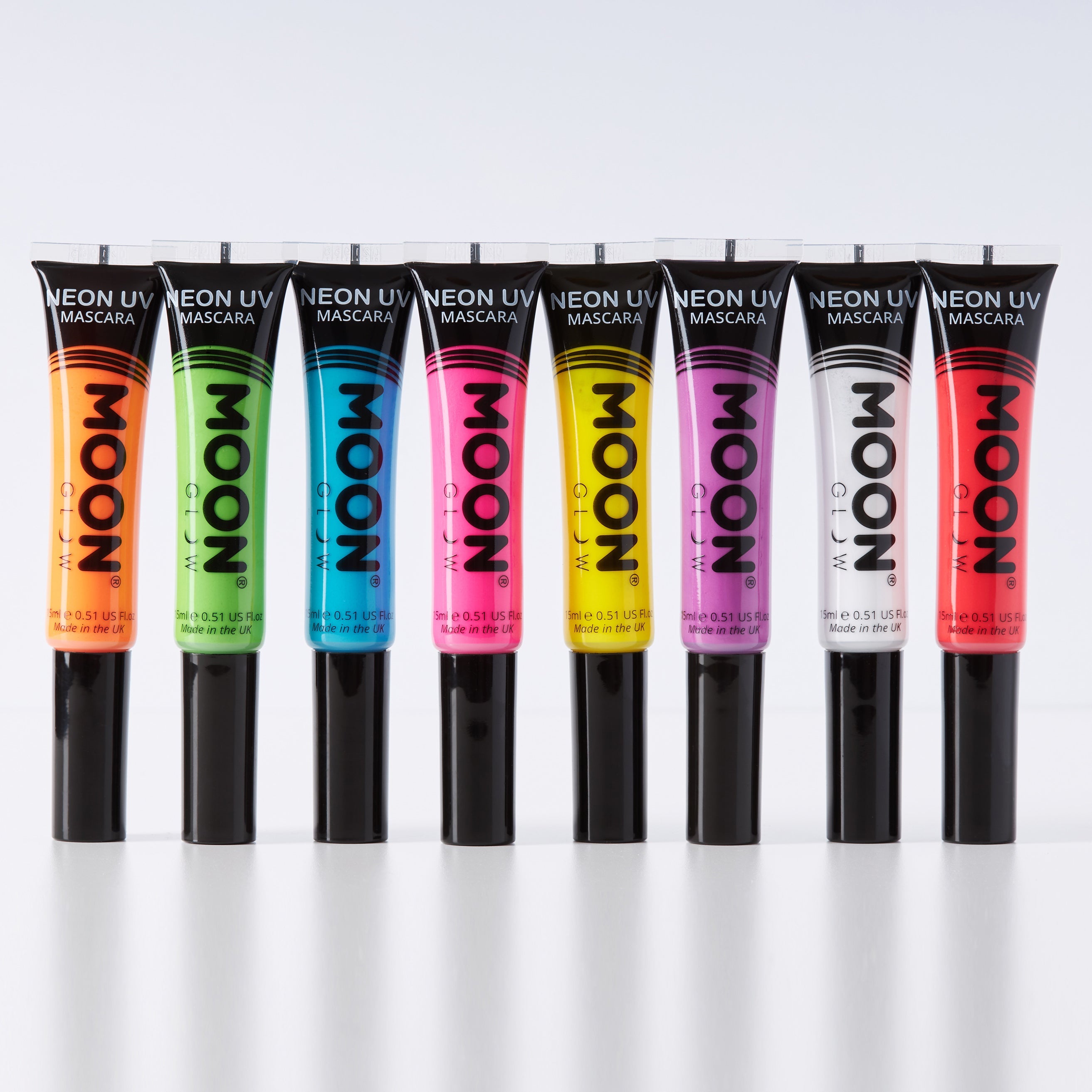 Neon UV Glow Blacklight Mascara. Cosmetically certified, FDA & Health Canada compliant, cruelty free and vegan.