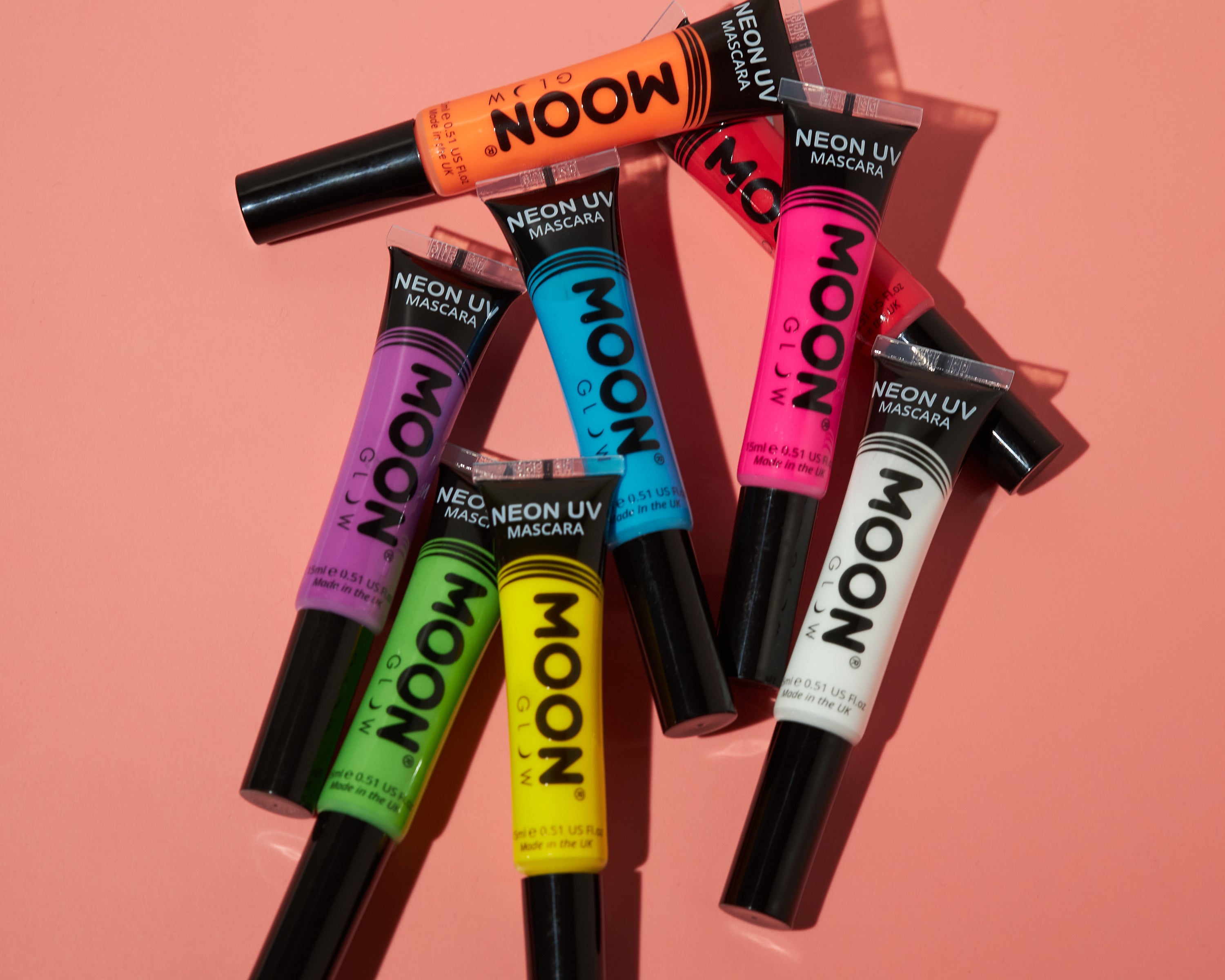 Neon UV Glow Blacklight Mascara. Cosmetically certified, FDA & Health Canada compliant, cruelty free and vegan.