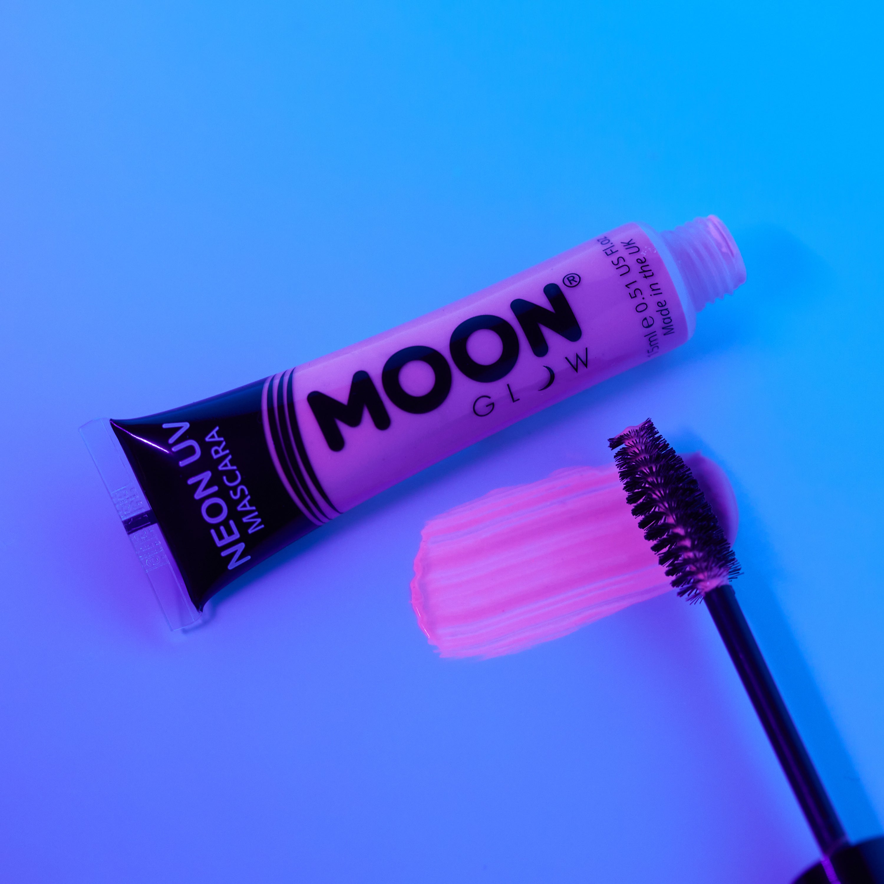 Intense Purple - Neon UV Glow Blacklight Mascara, 15mL. Cosmetically certified, FDA & Health Canada compliant, cruelty free and vegan.