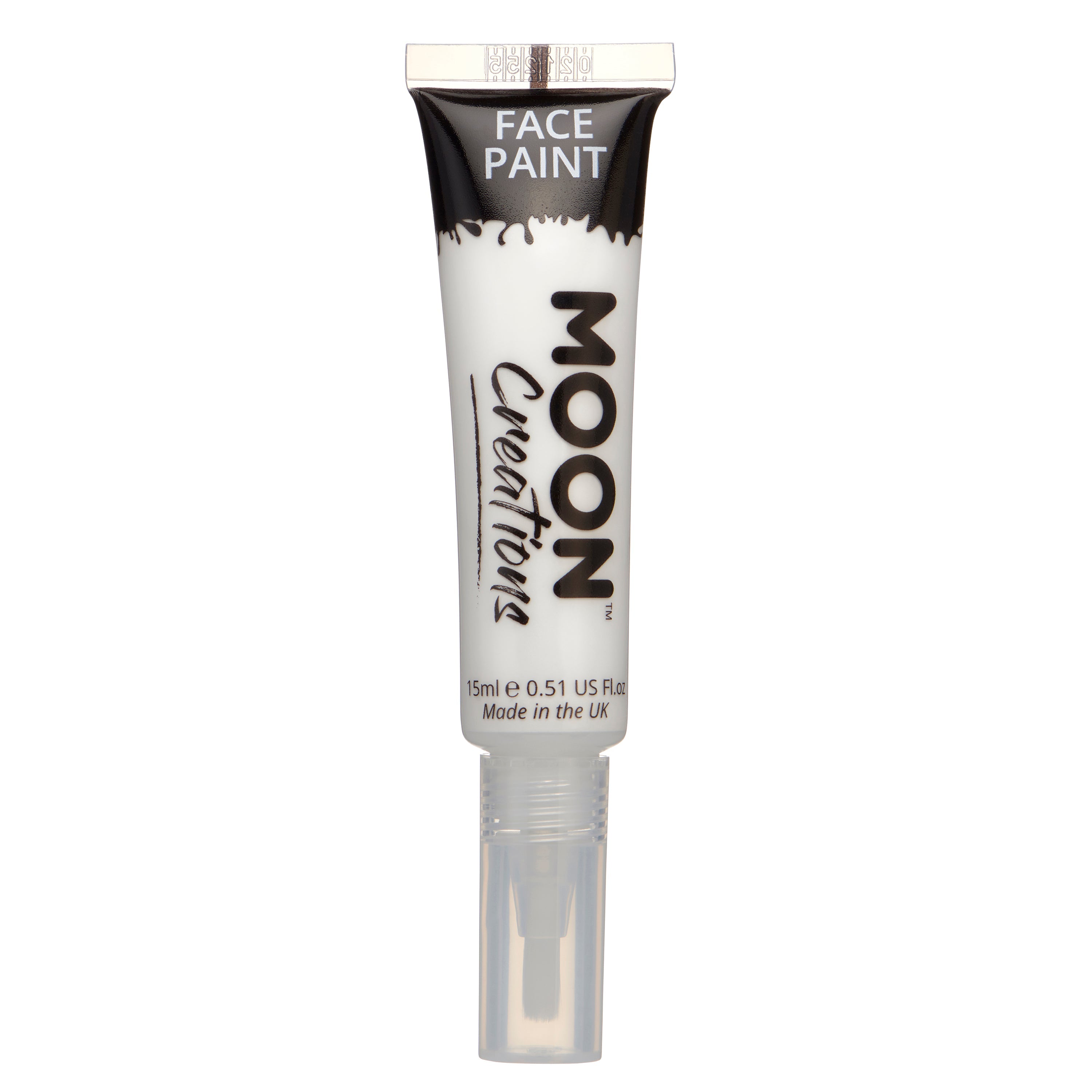 White - Face & Body Paint Makeup w/brush, 15mL. Cosmetically certified, FDA & Health Canada compliant, cruelty free and vegan.