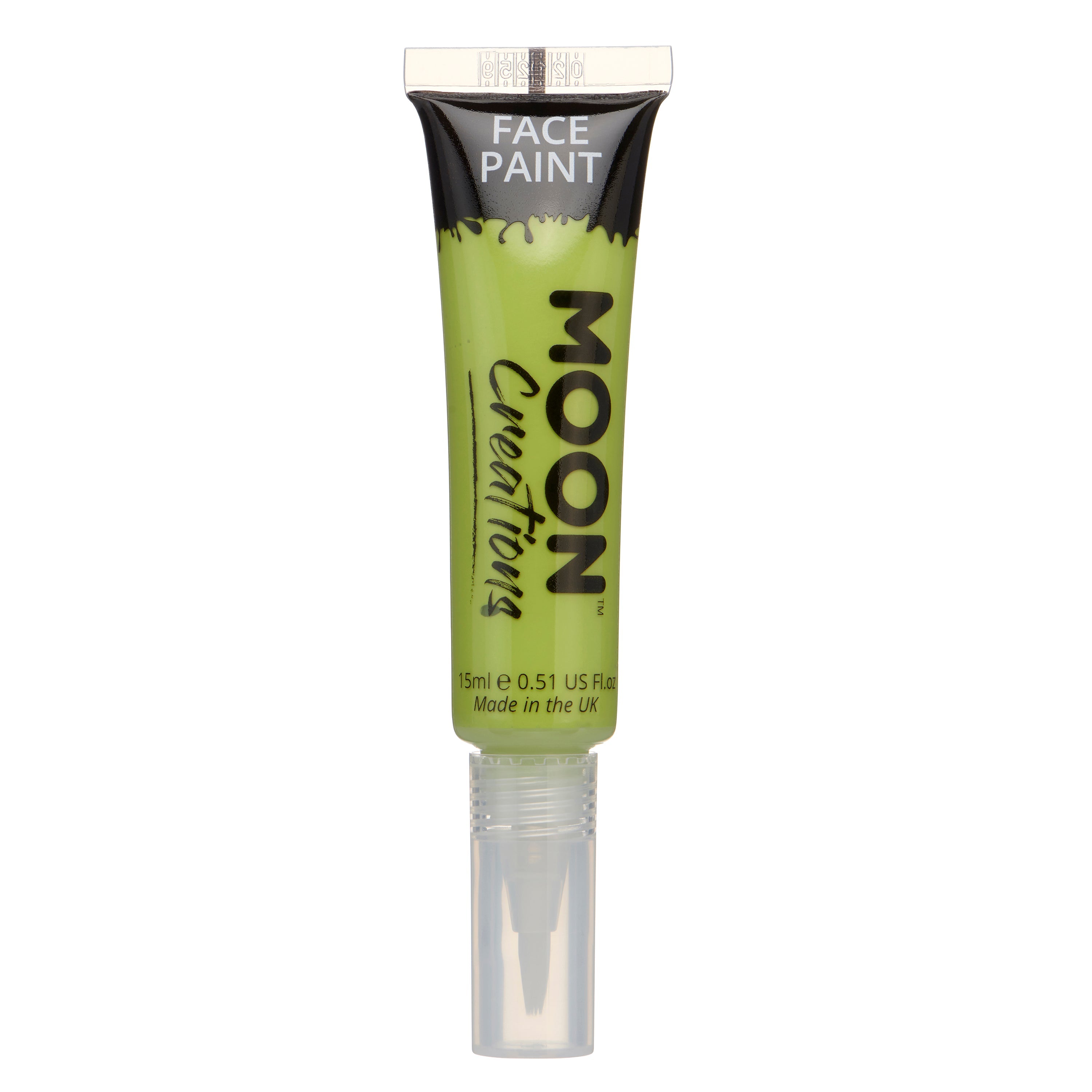 Lime Green - Face & Body Paint Makeup w/brush, 15mL. Cosmetically certified, FDA & Health Canada compliant, cruelty free and vegan.