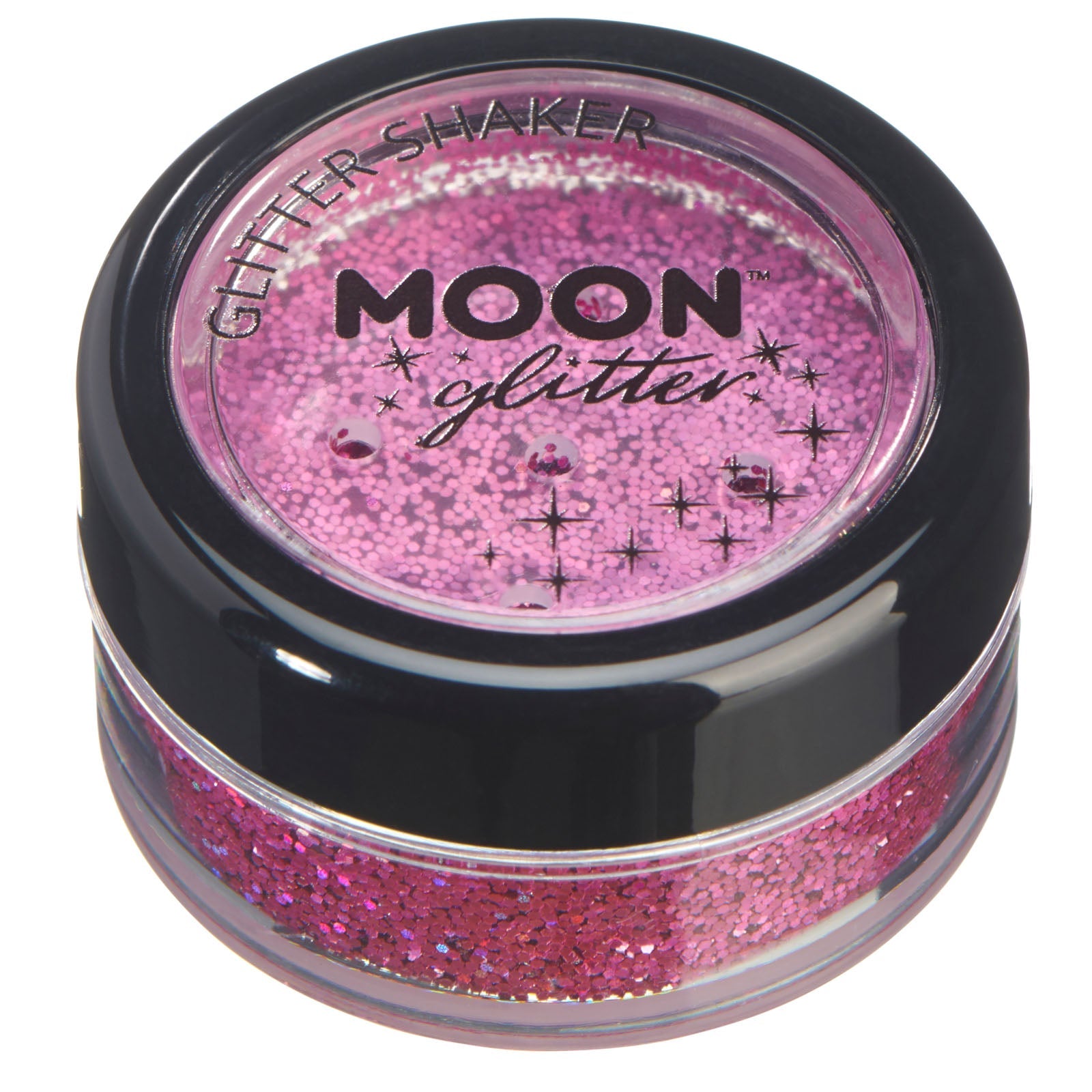 Pink - Holographic Fine Face & Body Glitter Shaker, 5g. Cosmetically certified, FDA & Health Canada compliant, cruelty free and vegan.