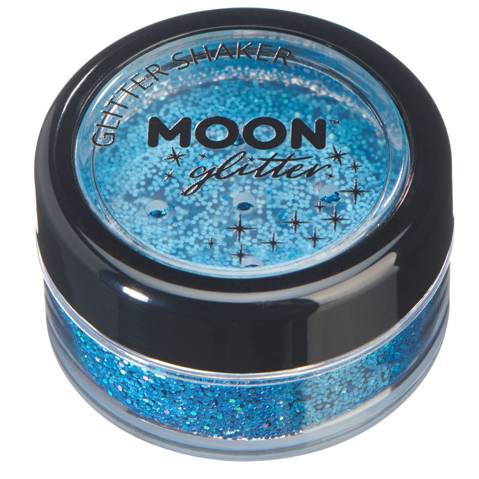 Blue - Holographic Fine Face & Body Glitter Shaker, 5g. Cosmetically certified, FDA & Health Canada compliant, cruelty free and vegan.
