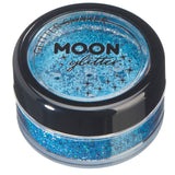 Blue - Holographic Fine Face & Body Glitter Shaker, 5g. Cosmetically certified, FDA & Health Canada compliant, cruelty free and vegan.
