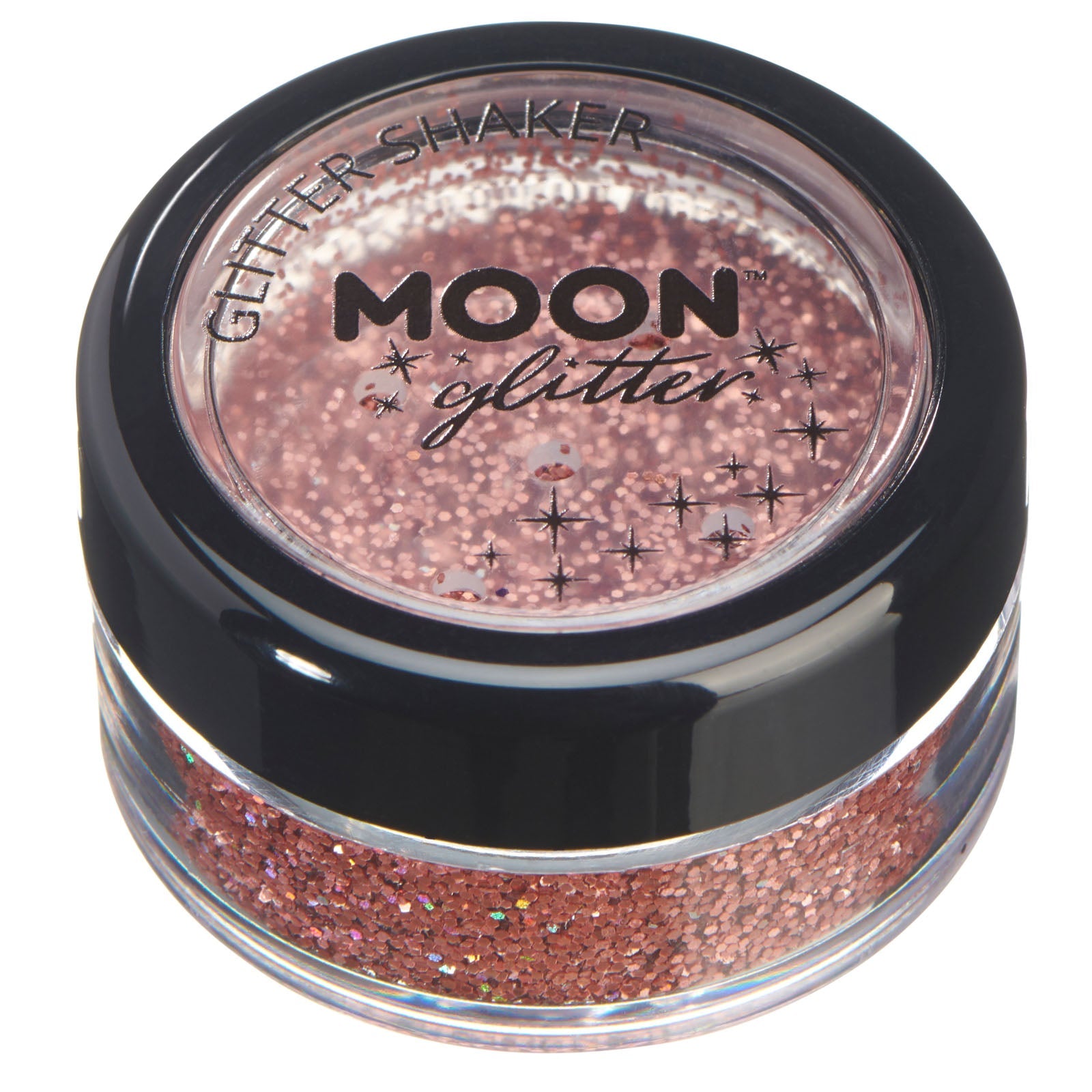 Rose Gold - Holographic Fine Face & Body Glitter Shaker, 5g. Cosmetically certified, FDA & Health Canada compliant, cruelty free and vegan.