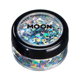 Silver - Holographic Face & Body Glitter Shapes, 3g. Cosmetically certified, FDA & Health Canada compliant, cruelty free and vegan.