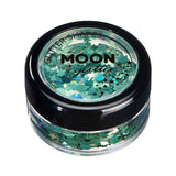 Green - Holographic Face & Body Glitter Shapes, 3g. Cosmetically certified, FDA & Health Canada compliant, cruelty free and vegan.