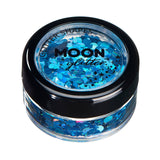 Blue - Holographic Face & Body Glitter Shapes, 3g. Cosmetically certified, FDA & Health Canada compliant, cruelty free and vegan.