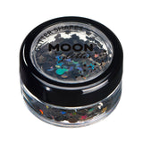Black - Holographic Face & Body Glitter Shapes, 3g. Cosmetically certified, FDA & Health Canada compliant, cruelty free and vegan.
