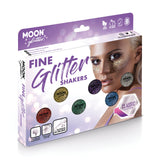 Classic Fine Face & Body Glitter Shaker Boxset - 6 Shakers, 2 Fix Gel. Cosmetically certified, FDA & Health Canada compliant, cruelty free and vegan.