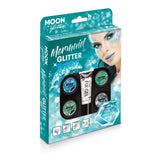 Mermaid Face & Body Glitter Boxset - 4 pots, fix gel, brush