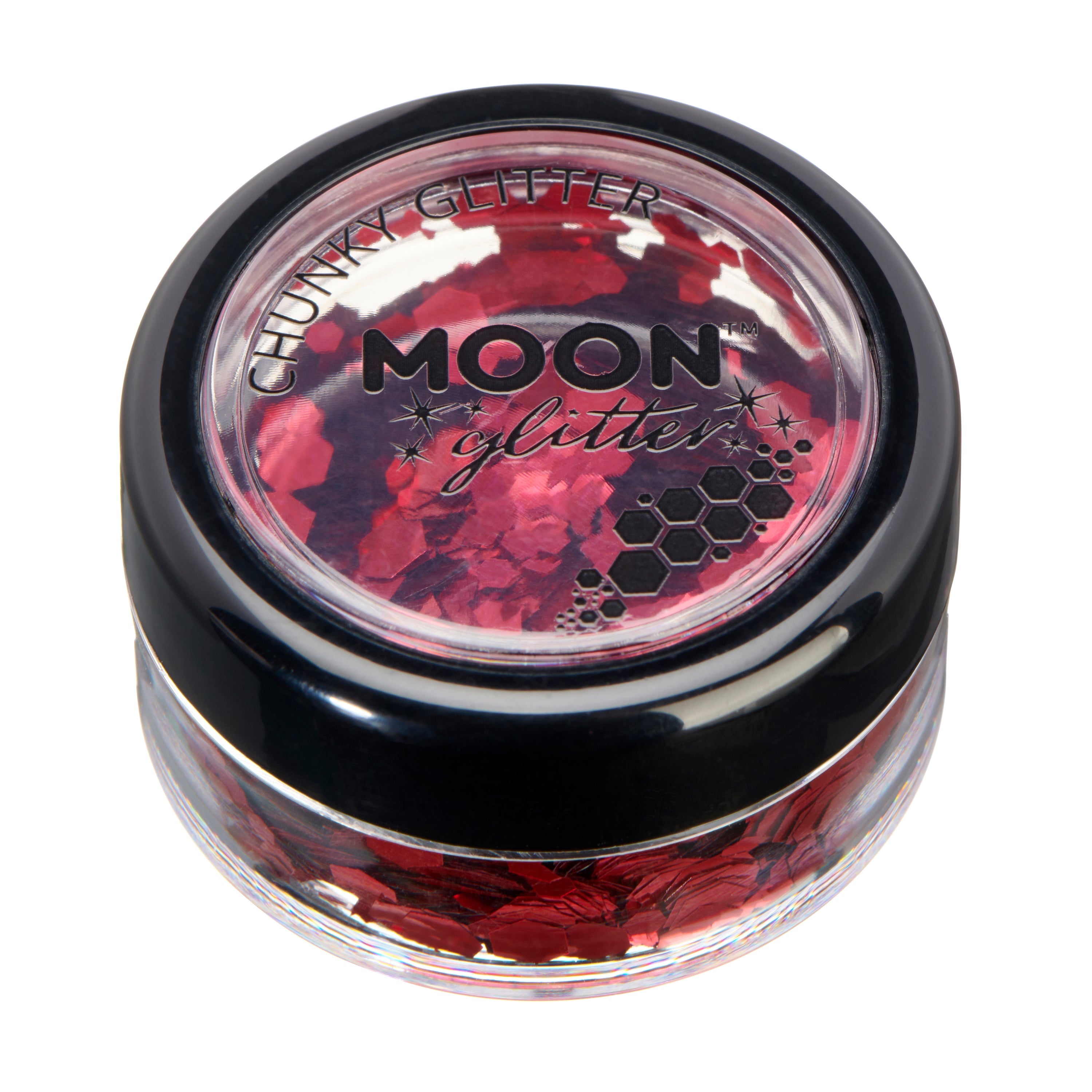 Red - Classic Chunky Face & Body Glitter, 3g. Cosmetically certified, FDA & Health Canada compliant, cruelty free and vegan.