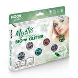 Mystic BIO Chunky  Face & Body Glitter Boxset - 6 Face & Body Glitter, 2 Fix Gel. Cosmetically certified, FDA & Health Canada compliant, cruelty free and vegan.