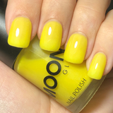 Yellow Glow in the Dark Nail Polish. Cosmetically certified, FDA & Health Canada compliant, cruelty free and vegan.