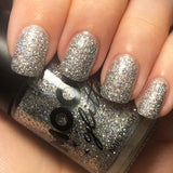 Silver - Holographic Glitter Nail Polish, 14mL. Cosmetically certified, FDA & Health Canada compliant, cruelty free and vegan.