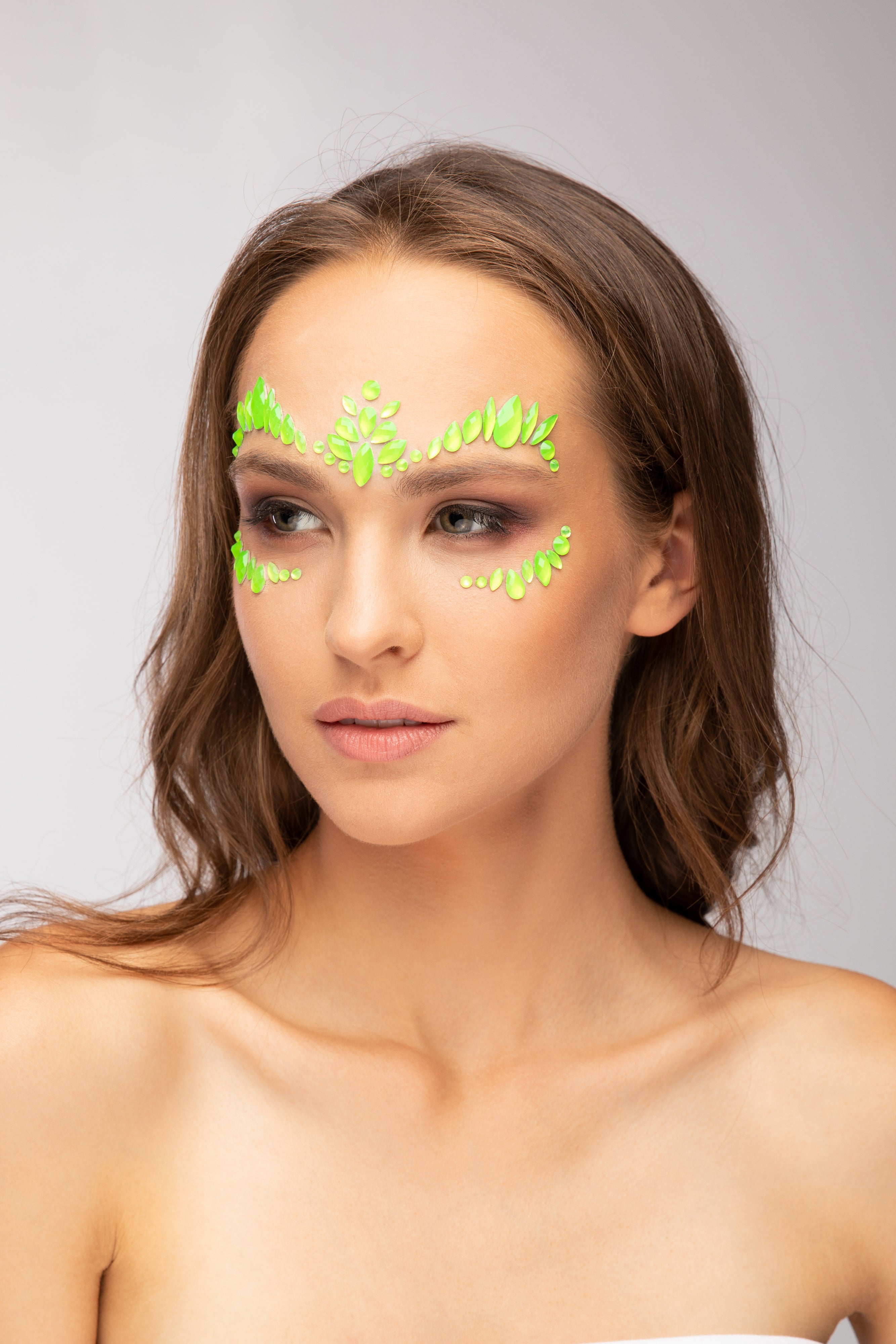 Intense Green - Neon UV Glow Blacklight Adhesive Face Gems, Jewels and Rhinestones