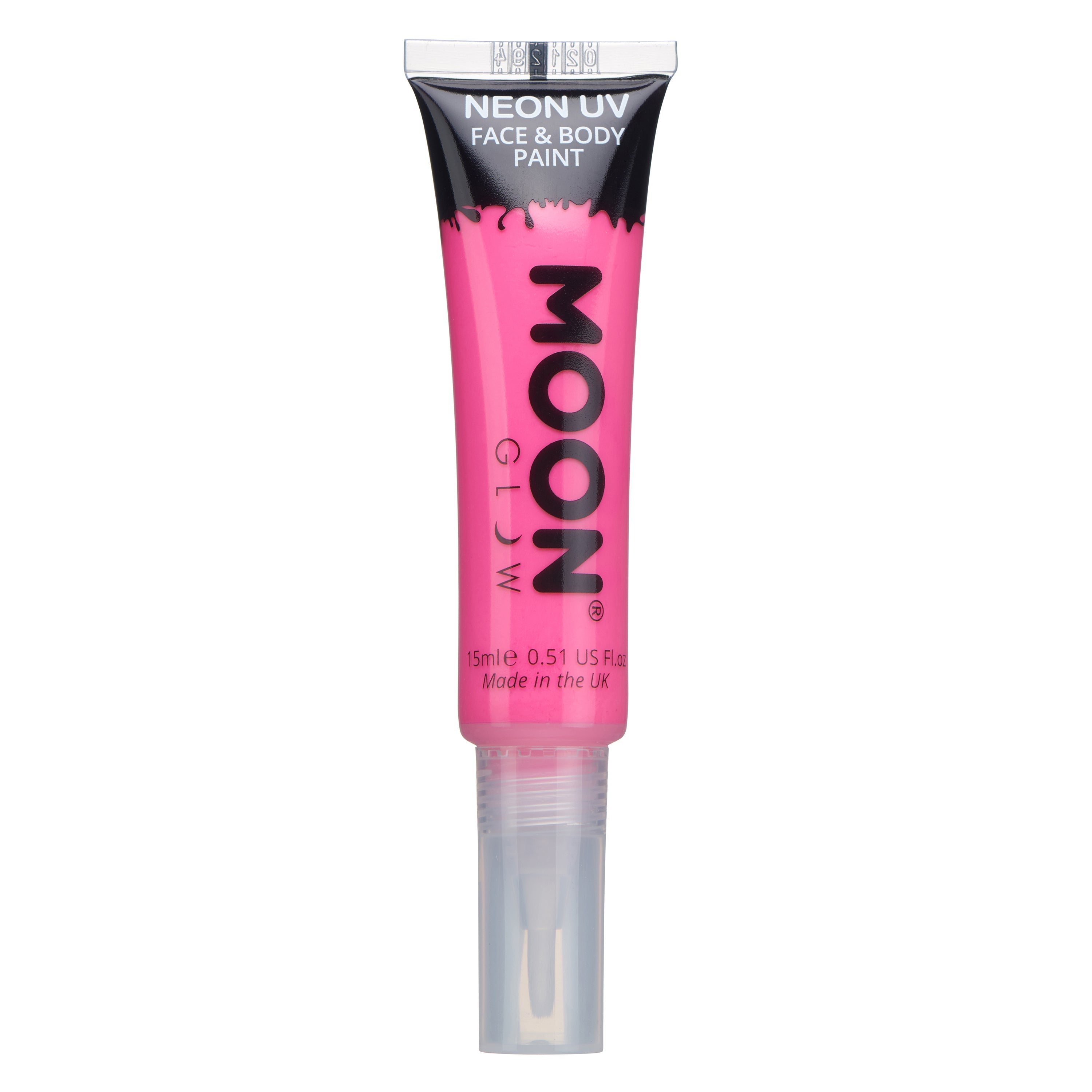 Intense Pink - Neon UV Glow Blacklight Face & Body Paint Makeup w/Brush, 15mL. Cosmetically certified, FDA & Health Canada compliant, cruelty free and vegan.