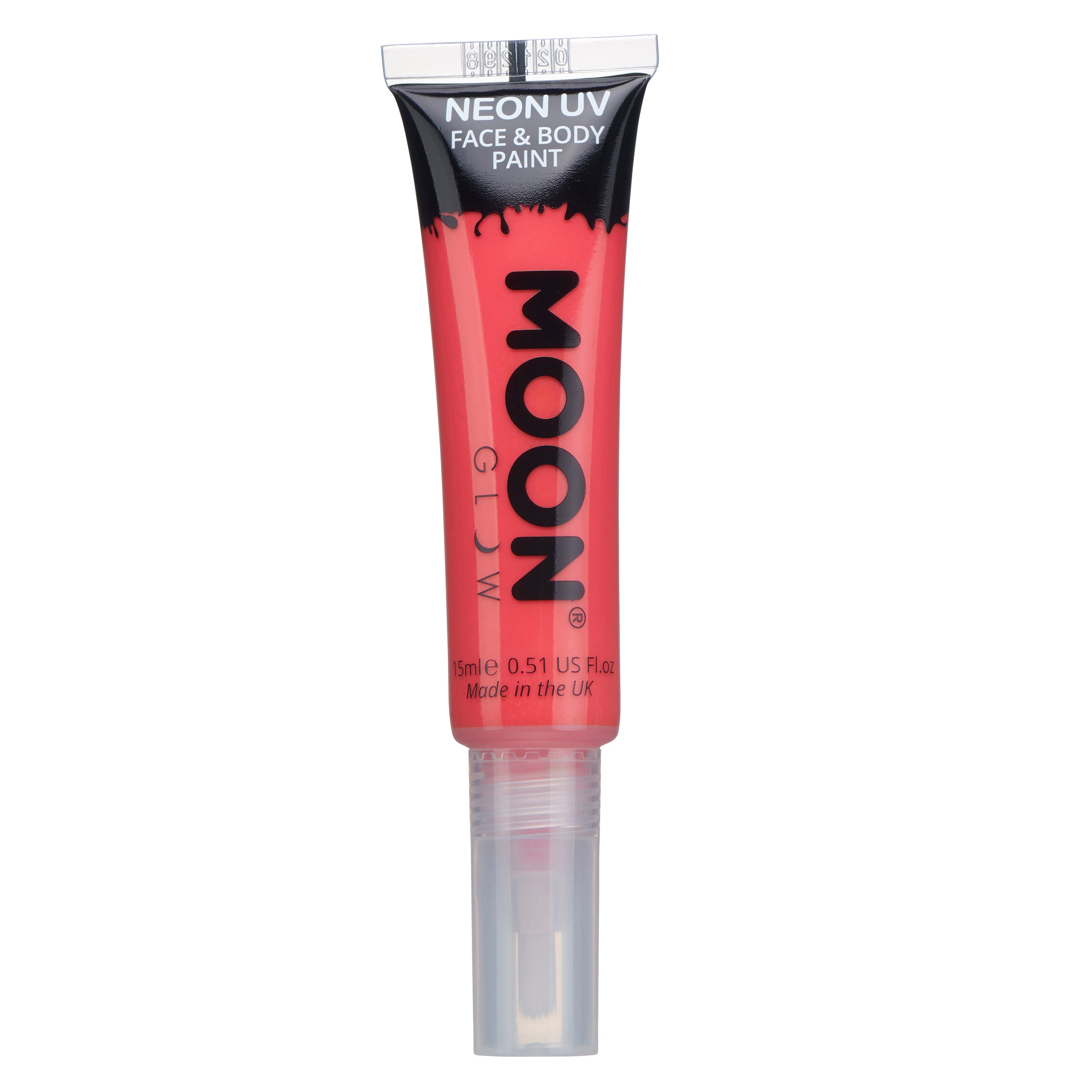 Intense Red - Neon UV Glow Blacklight Face & Body Paint Makeup w/Brush, 15mL. Cosmetically certified, FDA & Health Canada compliant, cruelty free and vegan.