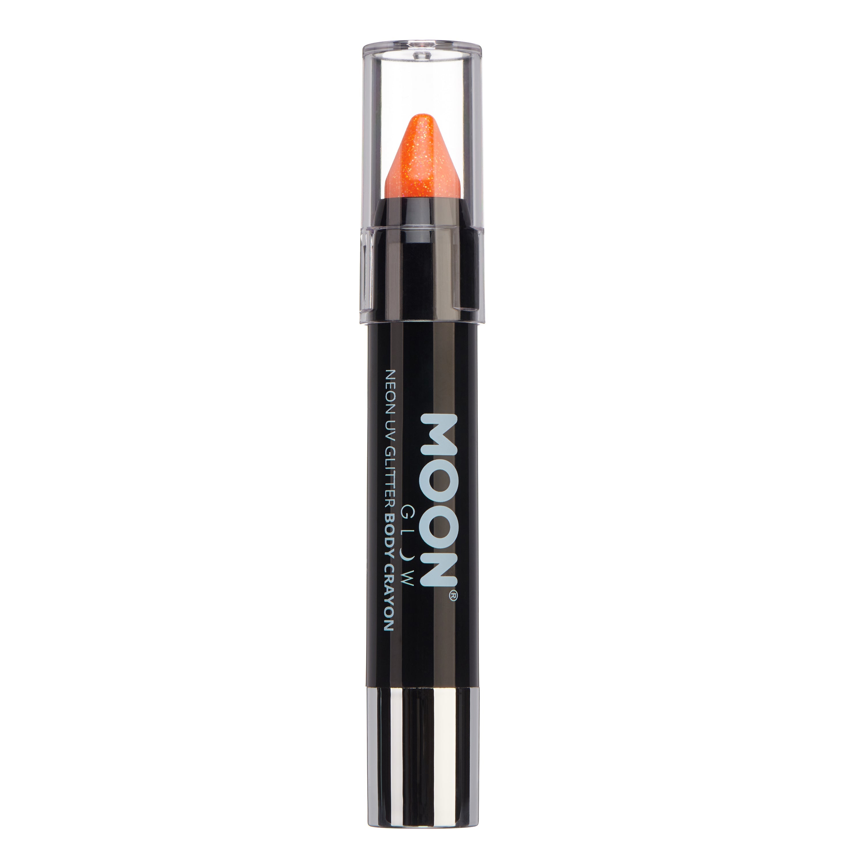Orange - Neon UV Glow Blacklight Glitter Face & Body Crayon, 3.5g. Cosmetically certified, FDA & Health Canada compliant and cruelty free.