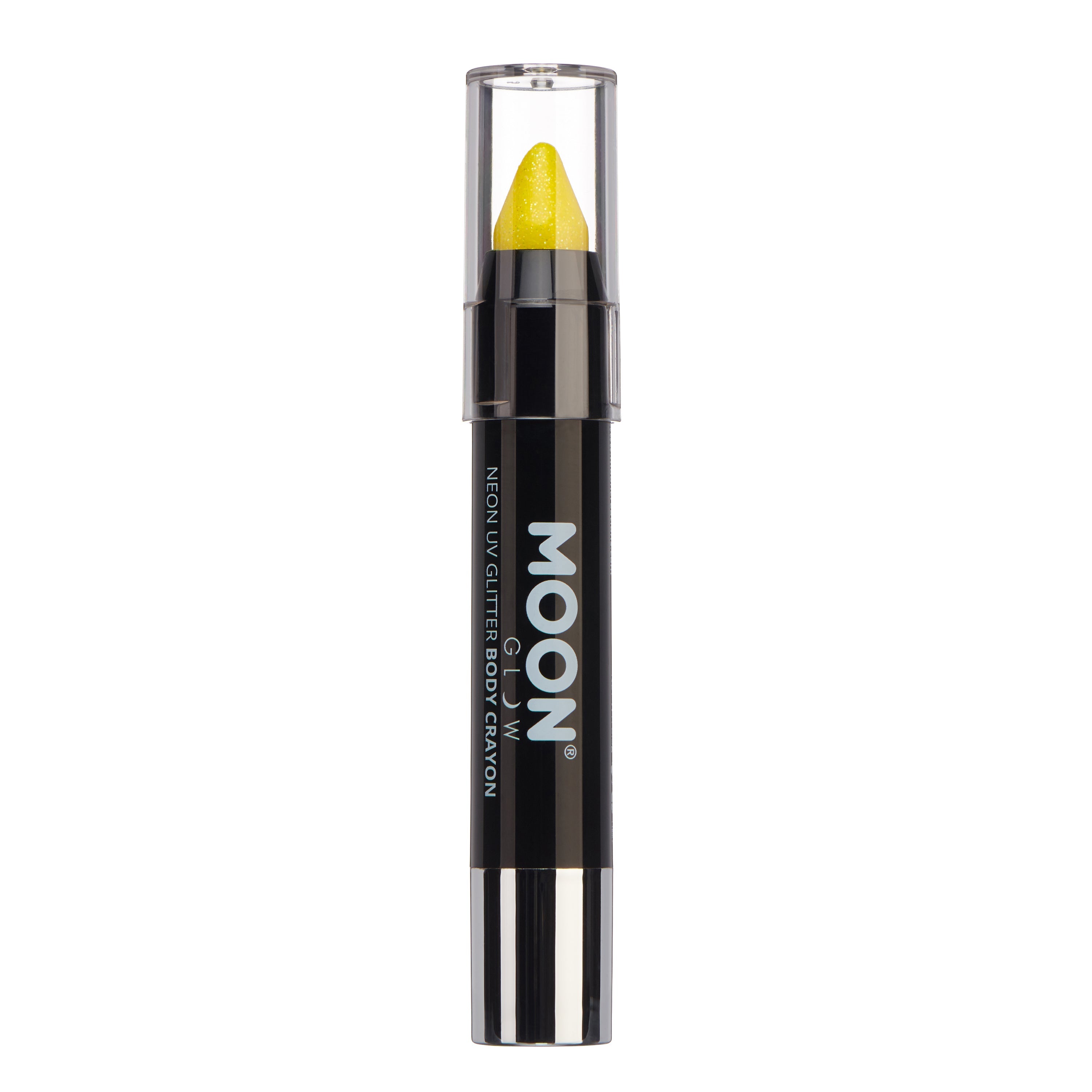 Yellow - Neon UV Glow Blacklight Glitter Face & Body Crayon, 3.5g. Cosmetically certified, FDA & Health Canada compliant and cruelty free.