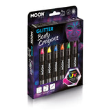 Neon UV Glow Blacklight Face & Body Crayon Set of 6. Cosmetically certified, FDA & Health Canada compliant and cruelty free.