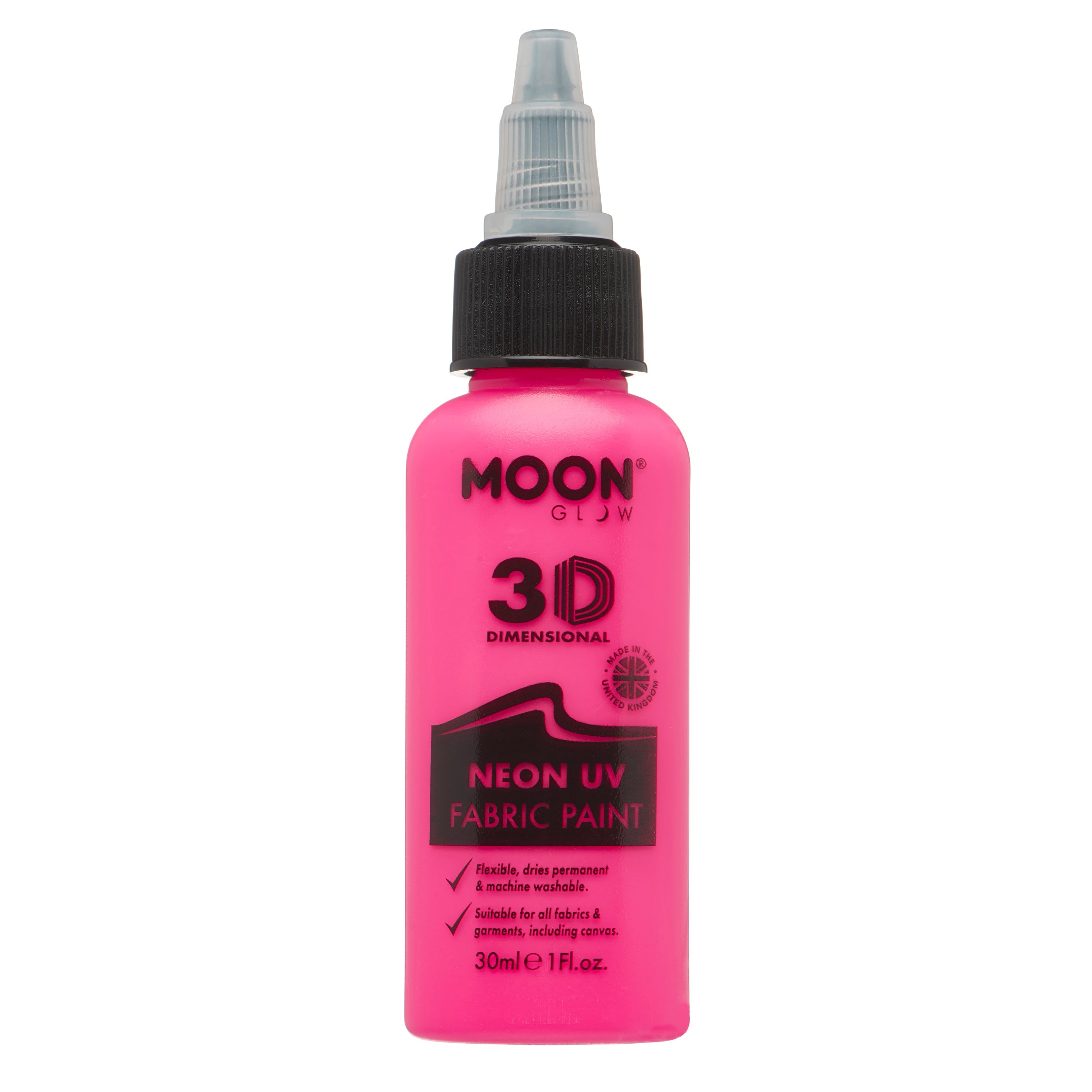 Intense Pink - Neon UV Glow Blacklight Fabric Paint, 30mL