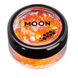 Orange - Neon UV Glow Blacklight Chunky Face & Body Glitter, 3g. Cosmetically certified, FDA & Health Canada compliant, cruelty free and vegan.